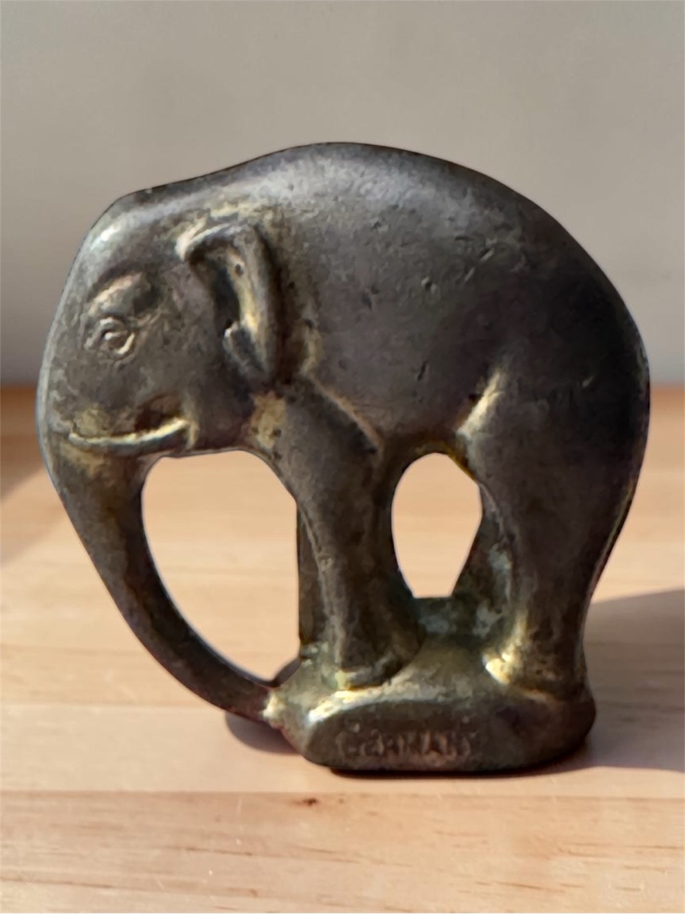 Miniature Metal Figurine Vintage Antique German Bronze Elephant